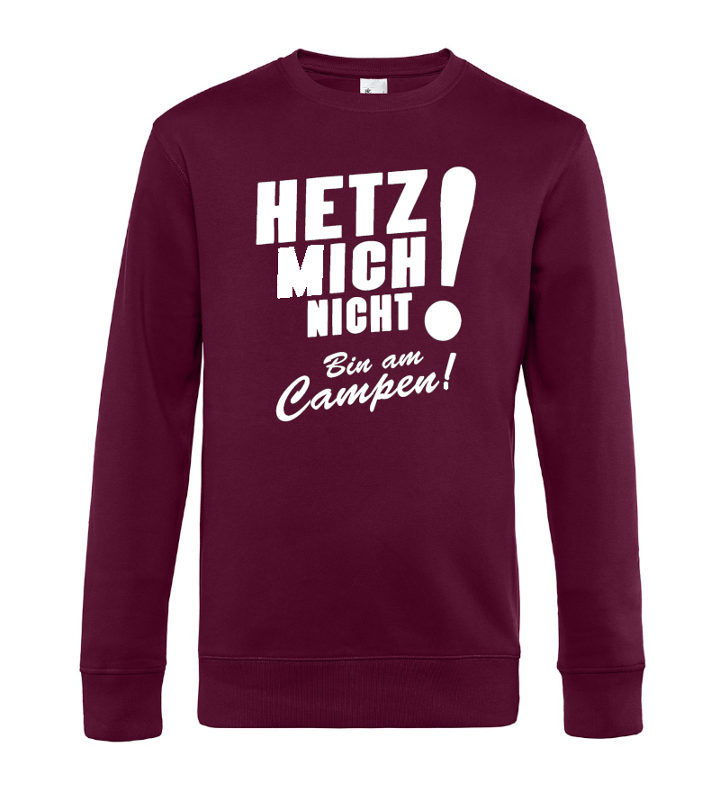 camping-kleidung-sweatshirt-pullover-hetz-mich-nicht-ich-bin-camper-dark-cherry Hetz mich nicht, bin am Campen - Unisex Camping Pullover | Cool Camper