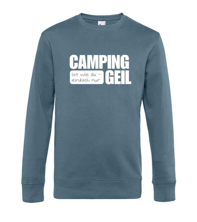camper-kleidung-sweatshirt-pullover-camping-ist-geil-nordic-blue Camping ist Geil - Camping Sweatshirt / Pullover (Unisex)