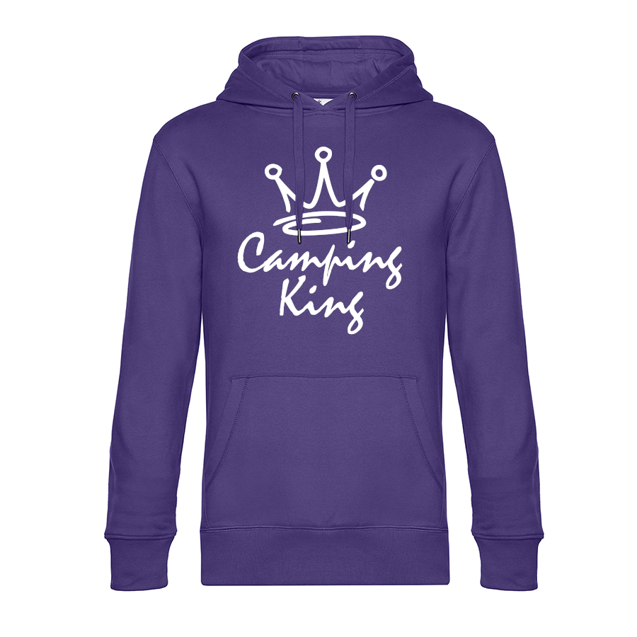 wohnmobil-wohnwagen-bekleidung-hoodie-fuer-camper-camping-king-radiant-purple Camping King - Unser Hoodie für Camper ist die ideale Camping Kleidung. Unsere Hoodies eignen sich für Wohnmobil, Wohnwagen oder Dauercamper. Ideal auch als Geschenk für Camper.
