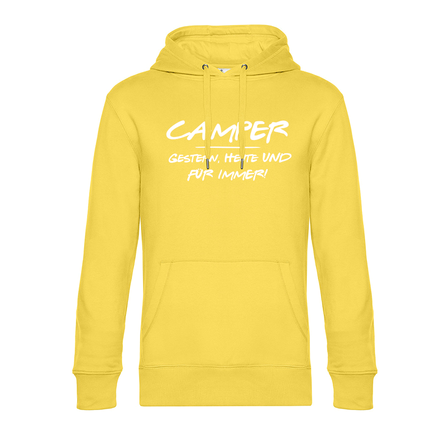 camping-bekleidung-pulli-klamotten-hoodie-fuer-campen-camper-fuer-immer-yellow-fizz CAMPER - GESTERN, HEUTE UND FÜR IMMER! - Geschenkidee für Camper