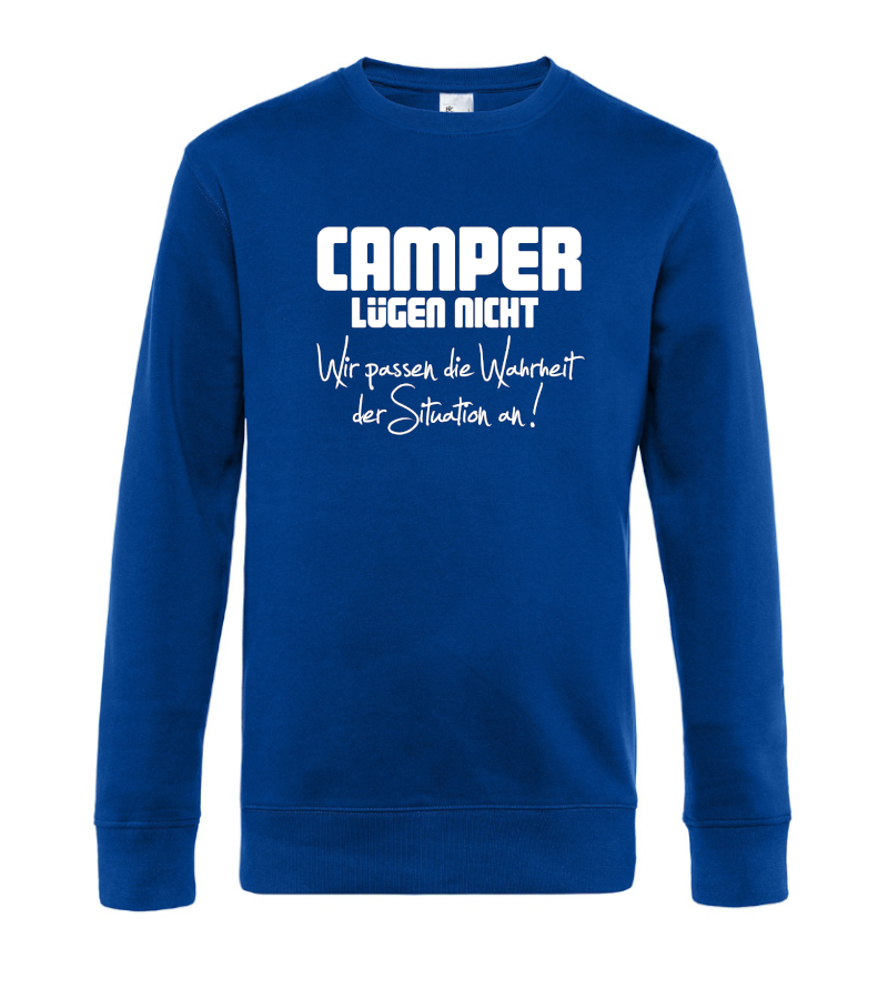 camping-kleidung-sweatshirt-pullover-camper-luegen-nicht-royal-blue Camper lügen nicht - Camping Sweatshirt / Pullover (Unisex)