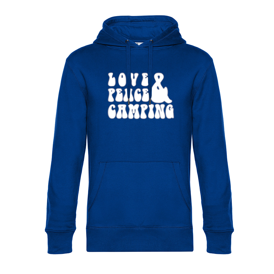 LOVE PEACE CAMPING - Unser Hoodie für Camper ist die ideale Camping Kleidung. Unsere Hoodies eignen sich für Wohnmobil, Wohnwagen oder Dauercamper. Ideal auch als Geschenk für Camper.