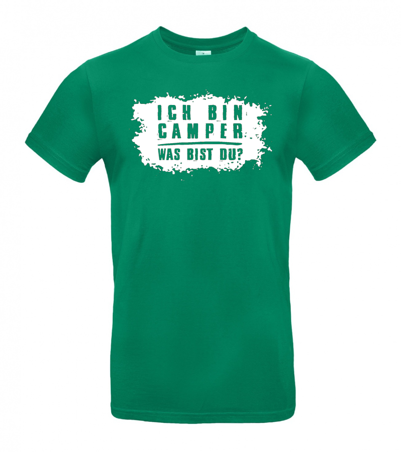 camping-kleidung-t-shirt-ich-bin-camper-was-bist-du-kelly-green Ich bin Camper, was bist Du? - Camping T-Shirt (Unisex)