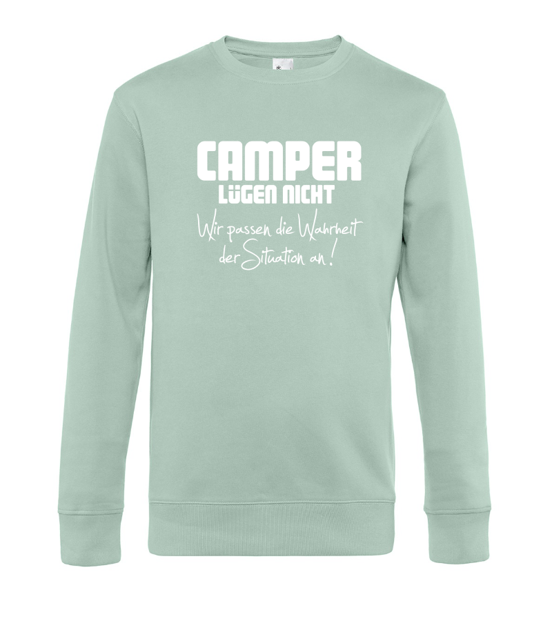 camping-kleidung-sweatshirt-pullover-camper-luegen-nicht-aqua-green Camper lügen nicht - Camping Sweatshirt / Pullover (Unisex)
