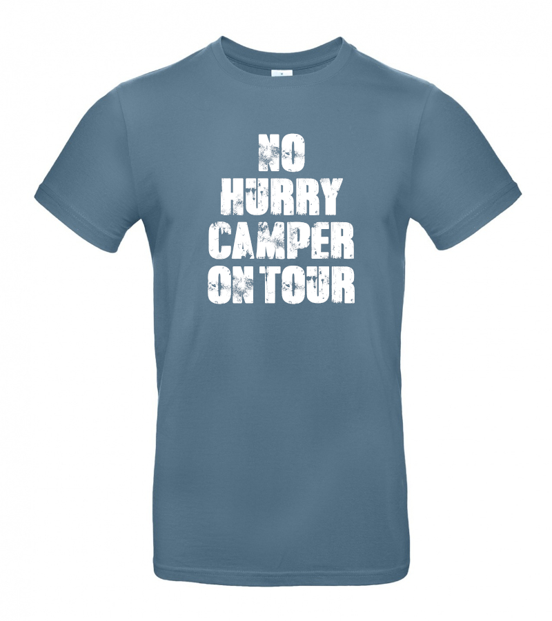 camping-geschenke-camper-on-tour-t-shirt-stone-blue NO HURRY CAMPER ON TOUR