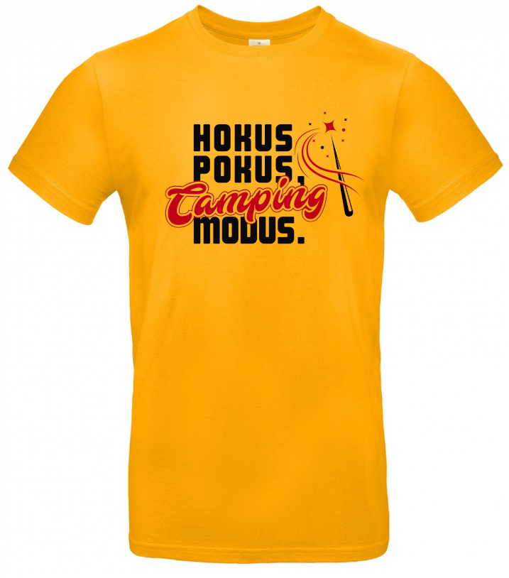 hokus-pokus-camping-modus-t-shirt-aprikot Hokus Pokus Camping Modus: Lustige T-Shirts für Camping-Fans | Cool Camper