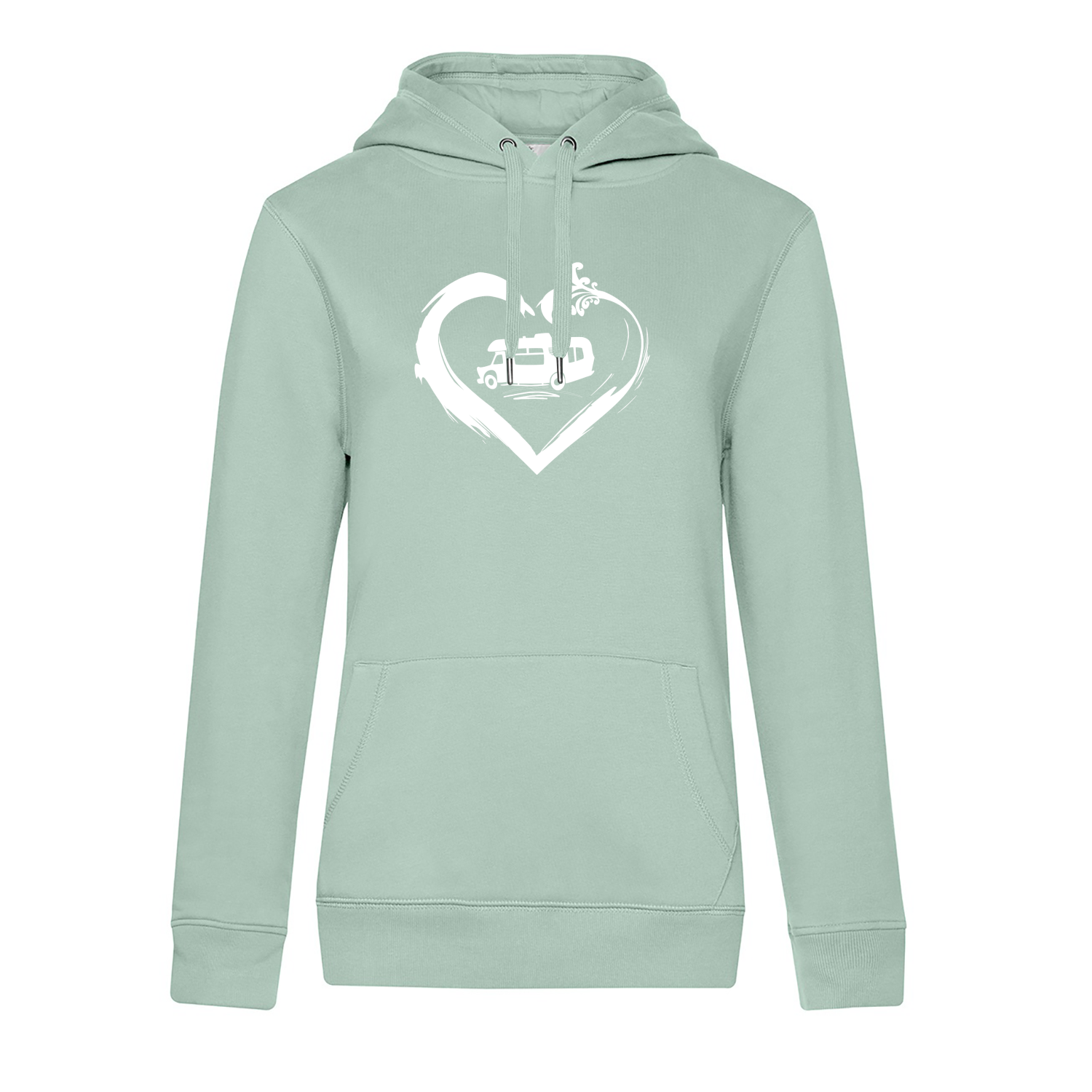 Wohnmobil mit Herz - Camping Hoodie für Frauen - Unser Hoodie für Camper ist die ideale Camping Kleidung. Unsere Hoodies eignen sich für Wohnmobil, Wohnwagen oder Dauercamper. Ideal auch als Geschenk für Camper.