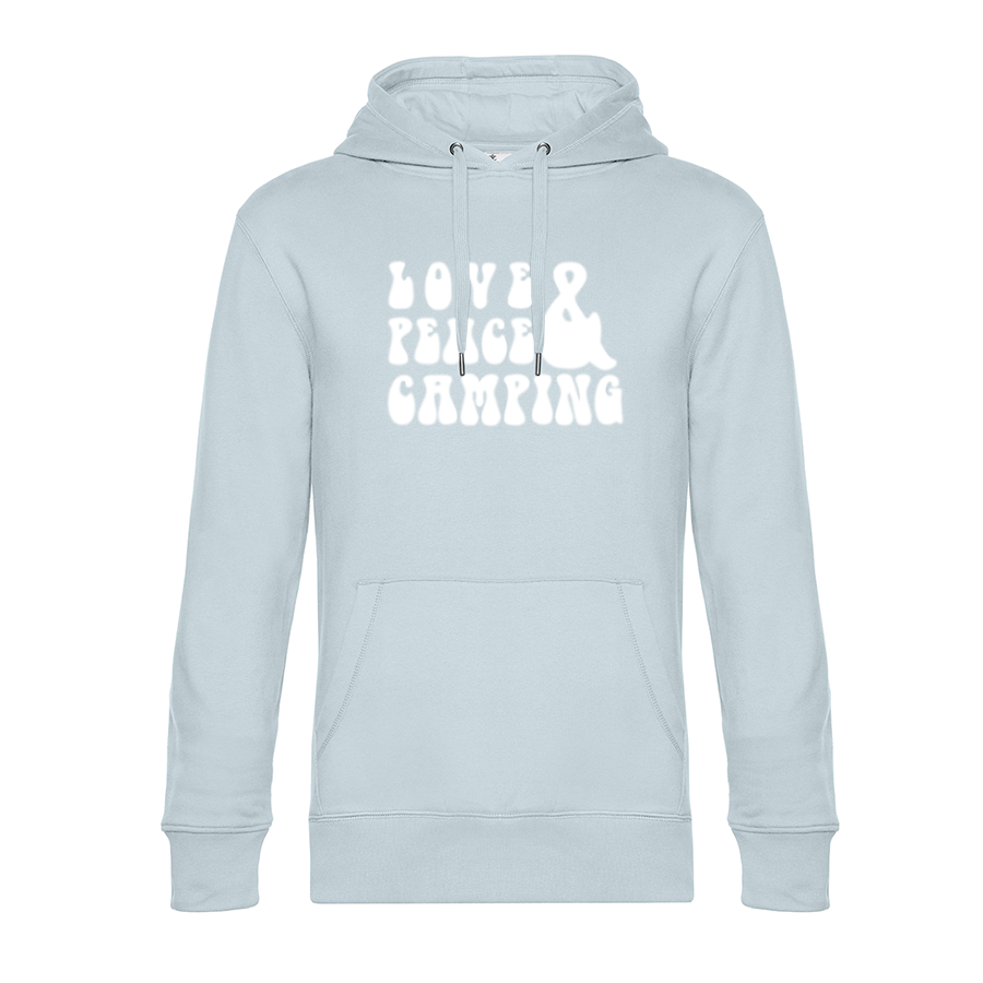 LOVE PEACE CAMPING - Unser Hoodie für Camper ist die ideale Camping Kleidung. Unsere Hoodies eignen sich für Wohnmobil, Wohnwagen oder Dauercamper. Ideal auch als Geschenk für Camper.