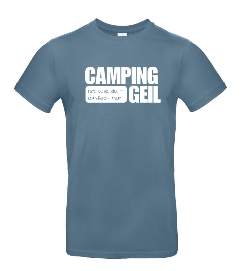 camper-kleidung-t-shirt-caping-ist-geil-stone-blue Camping ist Geil -  Camping T-Shirt (Unisex)