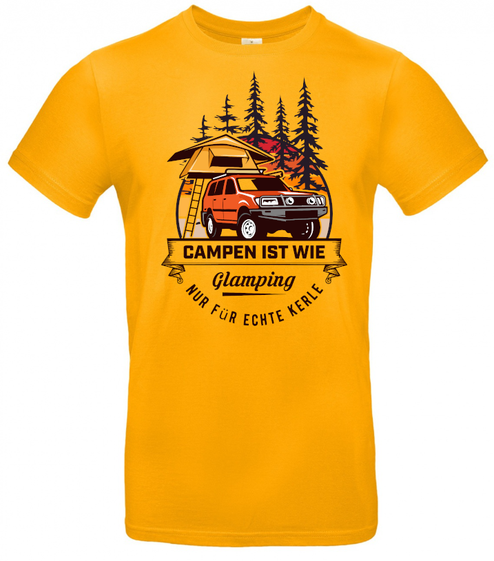 campen-ist-wie-glampin-nur-fuer-echte-kerle-shirt-aprocot Campen ist wie Glamping, nur für echte Kerle - T-Shirt für Herren